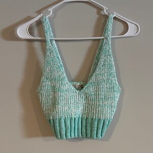 Free People Blue & White Knit Crop Top